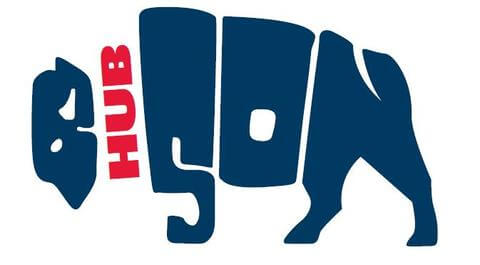 Bison Hub logo depicting the word bison spelled out in the image of a bison